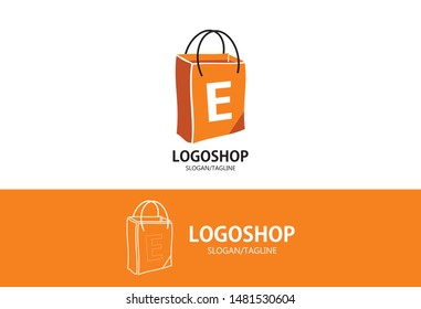 Shopping bag Letter E Logo, Shop Logo Template Design Vector, Design Concept, Creative Symbol, Icon