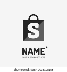 Shopping bag and letter s. Vector logo design. Business concept icon.