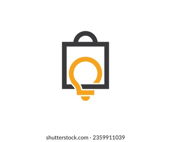 Shopping Bag with Light Bulb Logo Concept sign symbol icon Element Design. Electric, Electronics, Smart Shop, Store Logotype. Vector illustration template