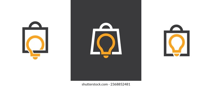 Shopping Bag Light Bulb Logo Concept sign symbol icon Element Design. Electric, Smart Shop, Electronics, Store Logotype. Vector illustration template