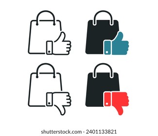 Shopping bag with like or dislike icon. Illustration vector