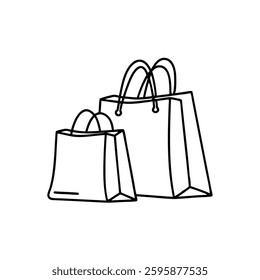 
Shopping bag line art flat vector illustration