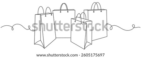 Shopping bag line art vector illustration