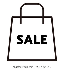 Shopping bag line drawing icon for sale announcement