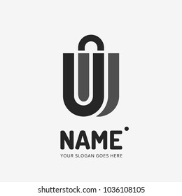 Shopping bag, line form. Vector logo design. Business concept icon.