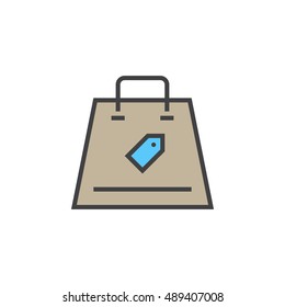 Shopping bag line icon, filled outline vector sign, linear colorful pictogram isolated on white, logo illustration
