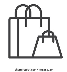 Shopping  bag line icon, outline vector sign, linear style pictogram isolated on white. Symbol, logo illustration. Editable stroke. Pixel perfect graphics