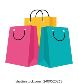 Shopping bag line icon set. Paper market bag linear icons. Grocery bag outline vector signs and symbols collection.