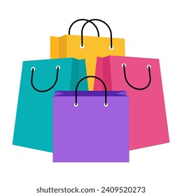 Shopping bag line icon set. Paper market bag linear icons. Grocery bag outline vector signs and symbols collection.