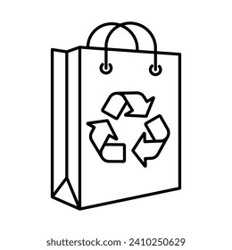 Shopping bag line icon set. Paper market bag linear icons. Grocery bag outline vector signs and symbols collection.