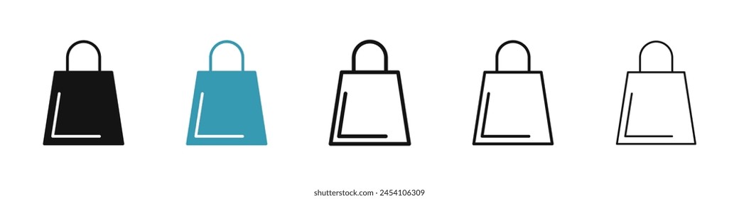Shopping bag line icon set. mall shopper paper bag retail merchandise icon for UI designs.
