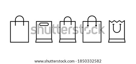 Shopping bag line icon set. Collection of vector symbol in trendy flat style on white background. Shopping bag sings for design. Vector. EPS 10