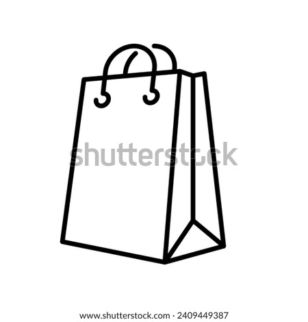 Shopping bag line icon set. Paper market bag linear icons. Grocery bag outline vector signs and symbols collection.
