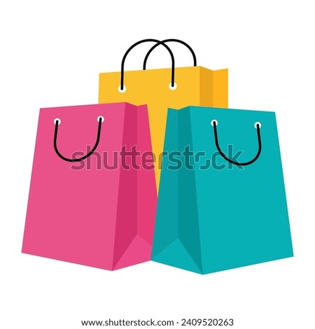 Shopping bag line icon set. Paper market bag linear icons. Grocery bag outline vector signs and symbols collection.