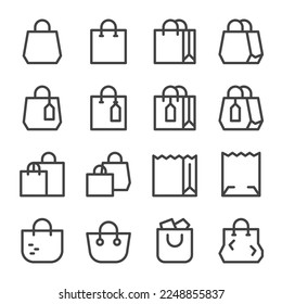 shopping bag line icon set,vector and illustration