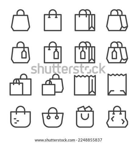 shopping bag line icon set,vector and illustration