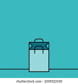 Shopping bag line icon style