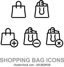 Icono de la línea de la bolsa de compras / icono de la bolsa de compras / bolsa de compras - Icono del vector. Trazo editable