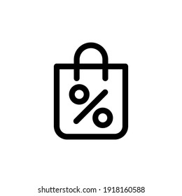 Shopping bag line icon. Vector illustration with percents. Icon for shop design. Eco element