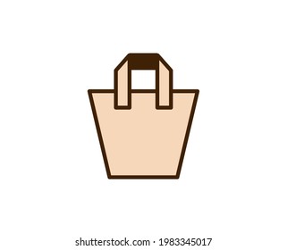Icono de la línea de la bolsa de compras. Símbolo vectorial en estilo plano y a la moda sobre fondo blanco. El comercio canta por el diseño.