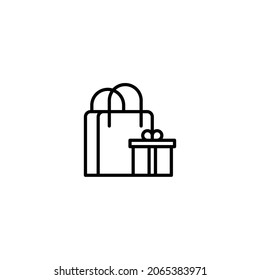 Shopping Bag Line Icon, Vector Template