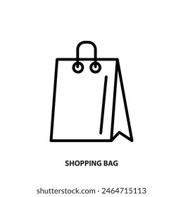 Icono de la línea del bolso de compras, ilustración simple plana del Vector sobre fondo blanco...
