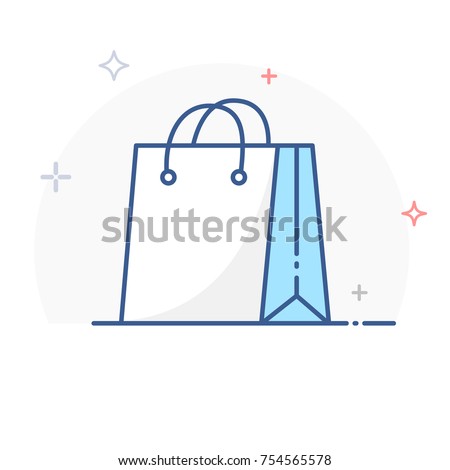 Shopping Bag Line Icon Vector