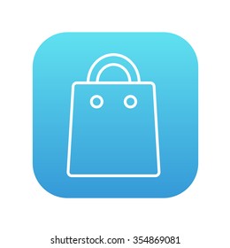 Shopping bag line icon for web, mobile and infographics. Vector white icon on the blue gradient square with rounded corners isolated on white background.