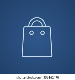 Shopping bag line icon for web, mobile and infographics. Vector light blue icon isolated on blue background.