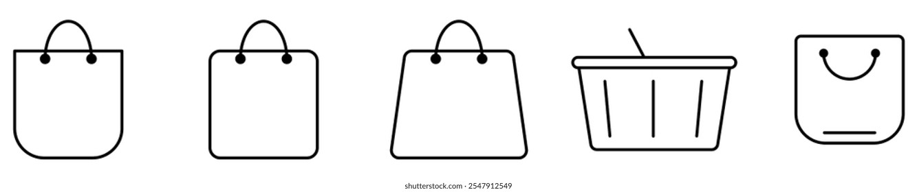Shopping bag line icons. Line Vector Bag Icon Set. EPS 10