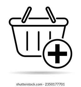 Shopping bag line shadow icon, supermarket paper plastic package sign, eco shop vector .