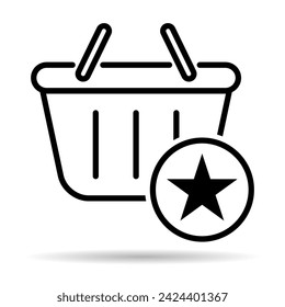 Icono de sombra de línea de bolsa de compras, signo de paquete de plástico de papel de supermercado, vector de tienda ecológica .
