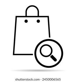 Shopping Bag Line Schatten-Symbol, Supermarkt-Papier-Plastik-Paket-Zeichen, Eco-Shop-Vektorgrafik .