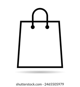 Shopping bag line shadow icon, supermarket paper plastic package sign, eco shop vector .