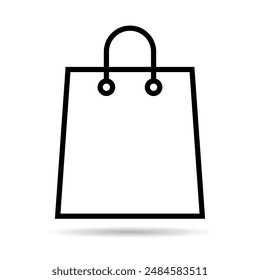Shopping bag line shadow icon, supermarket paper plastic package sign, eco shop vector .