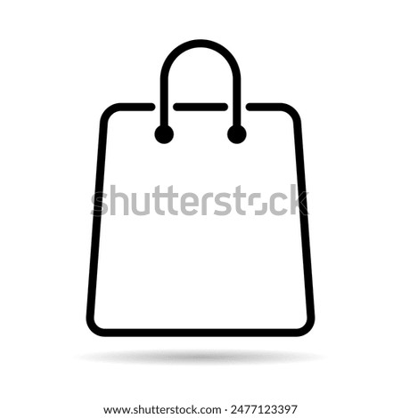 Shopping bag line shadow icon, supermarket paper plastic package sign, eco shop vector .