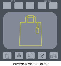 shopping bag line vector icon with a tag. Flat design style