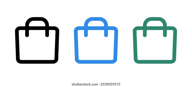 Conjunto de iconos de Vector de línea de bolso de compras