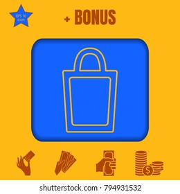 shopping bag line vector icon. Flat design style.