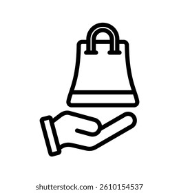 Shopping Bag Line Vector Illustration On White Background.