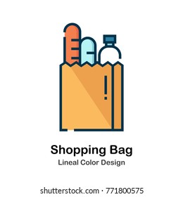 Shopping Bag Lineal Color Vector Illustration