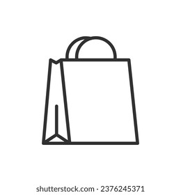 Shopping bag, linear icon. Paper bag with handles. Line with editable stroke