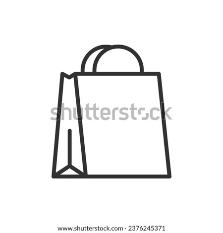 Shopping bag, linear icon. Paper bag with handles. Line with editable stroke