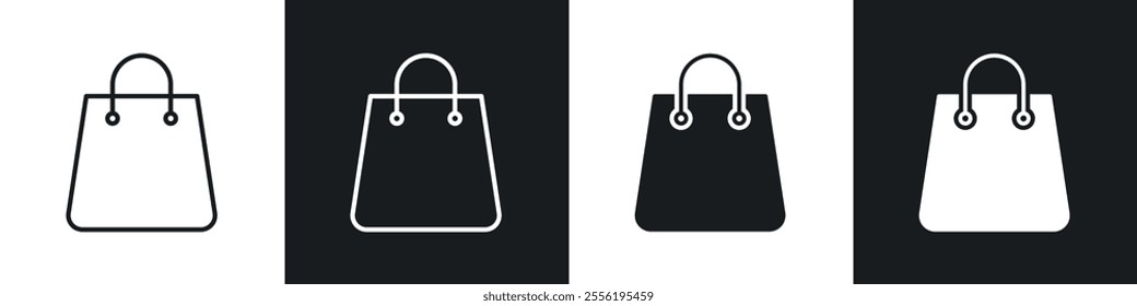 Shopping bag linear icon set for app, and web design.