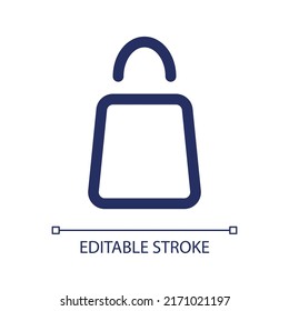 Shopping bag linear ui icon. Ecommerce. Purchase goods. Digital shopping cart. GUI, UX design. Outline isolated user interface element for app and web. Editable stroke. Arial font used