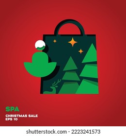 Shopping bag lined with spa logo, vector symbol icon graphic design illustration, merry christmas edition