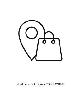 Shopping Bag with Location icon Vector Design. Shopping Bag icon with Location design concept for e-commerce, online store and marketplace website, logo, symbol, button, sign, App UI