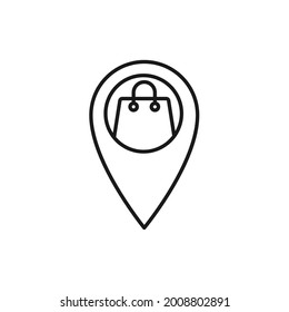 Shopping Bag with Location icon Vector Design. Shopping Bag icon with Location design concept for e-commerce, online store and marketplace website, logo, symbol, button, sign, App UI