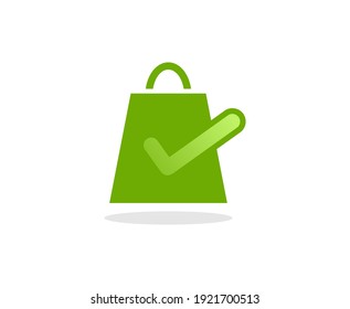 Shopping bag logo check mark vector 
