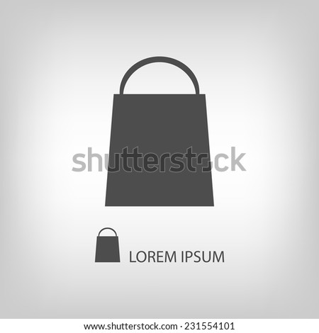 Shopping bag as logo with copyspace in grey colors